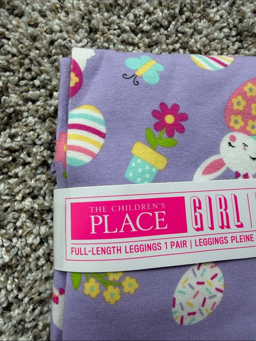 NWT Children's Place Lavender Bunny & Easter Egg Leggings size medium 7/8